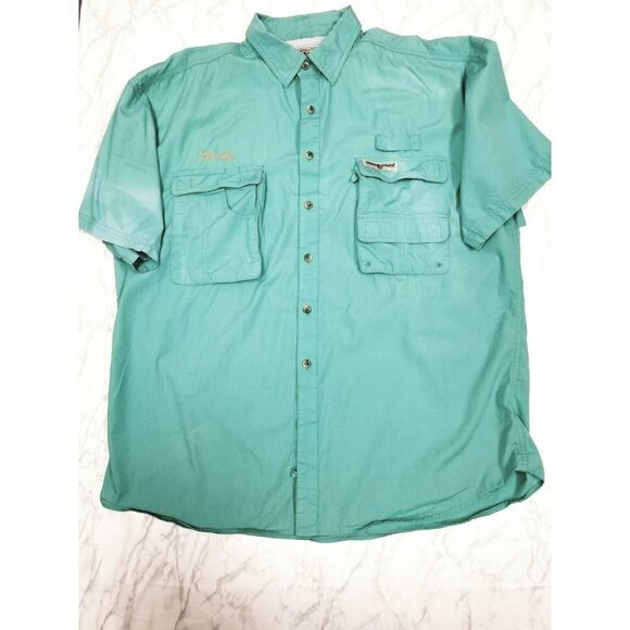 Hook and Tackle Mens fishing shirt XL Aqua Hi-Tech Fishing Shirt Vented-Pockets - Picture 1 of 16